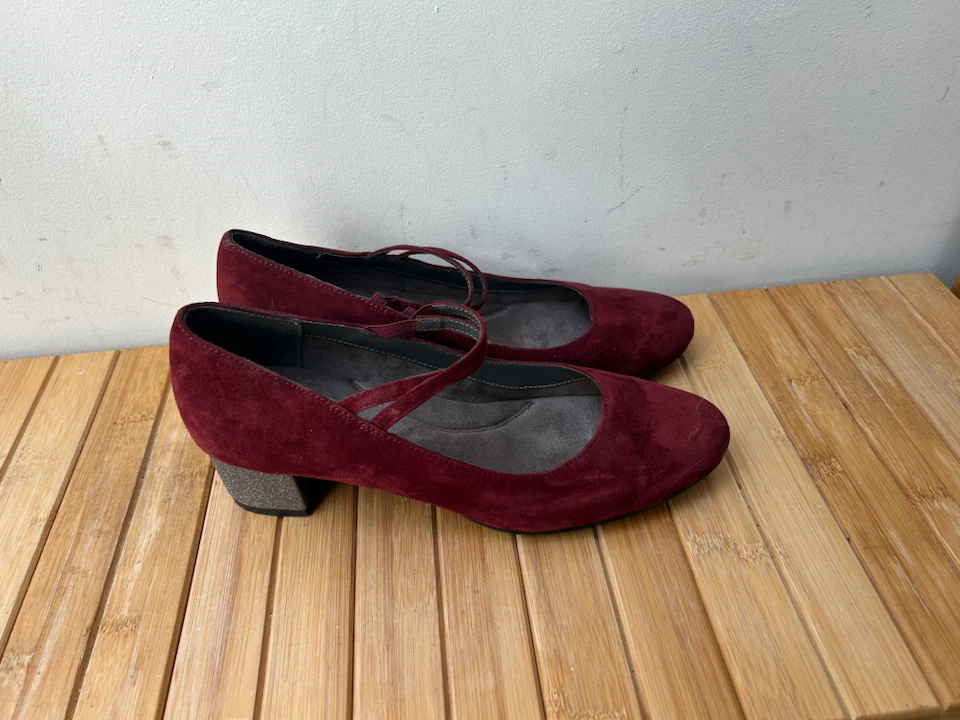 Burgundy Suede Heels by Aerosoles