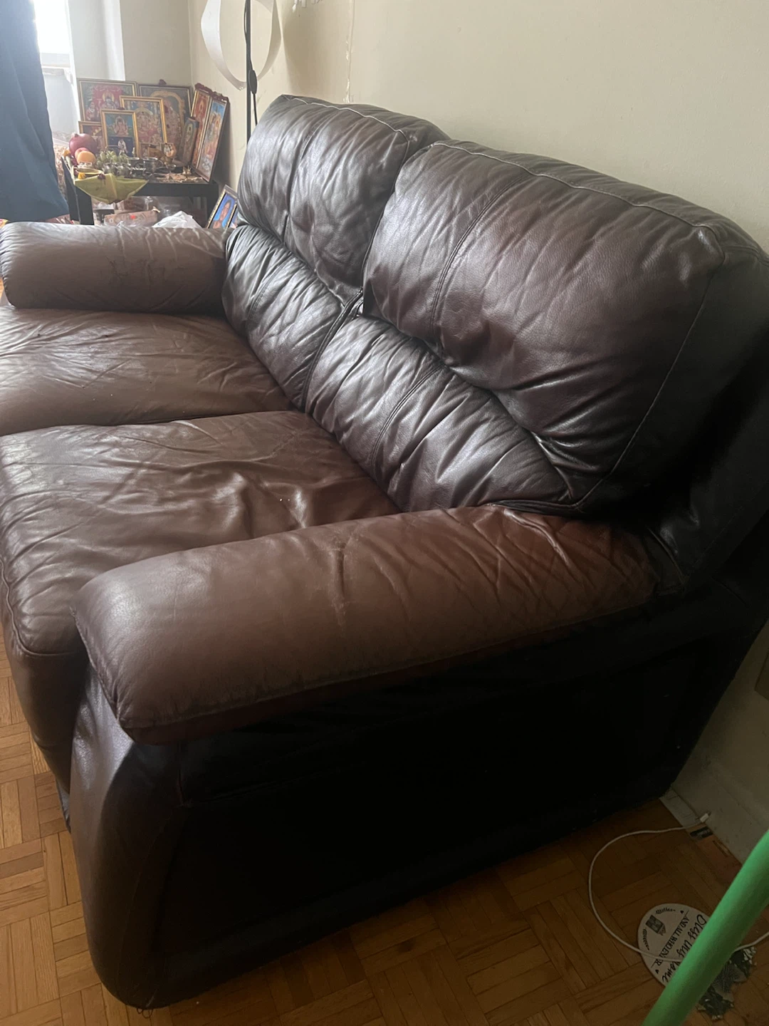 Dark Brown Leather Loveseat