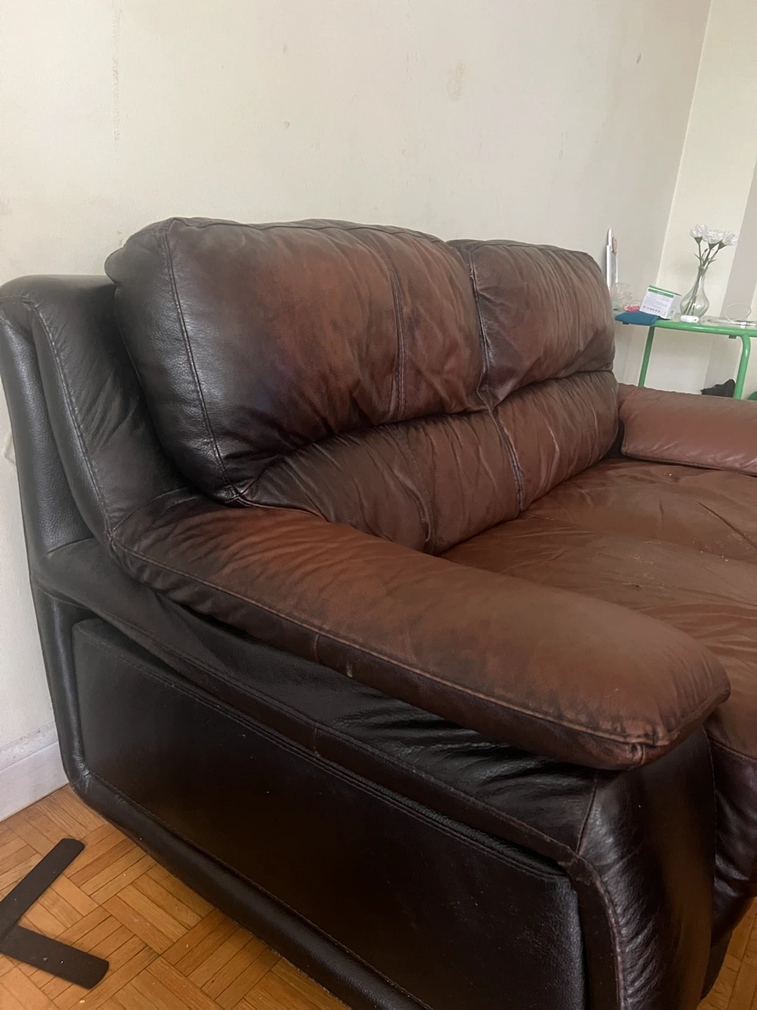 Dark Brown Leather Loveseat - photo 2