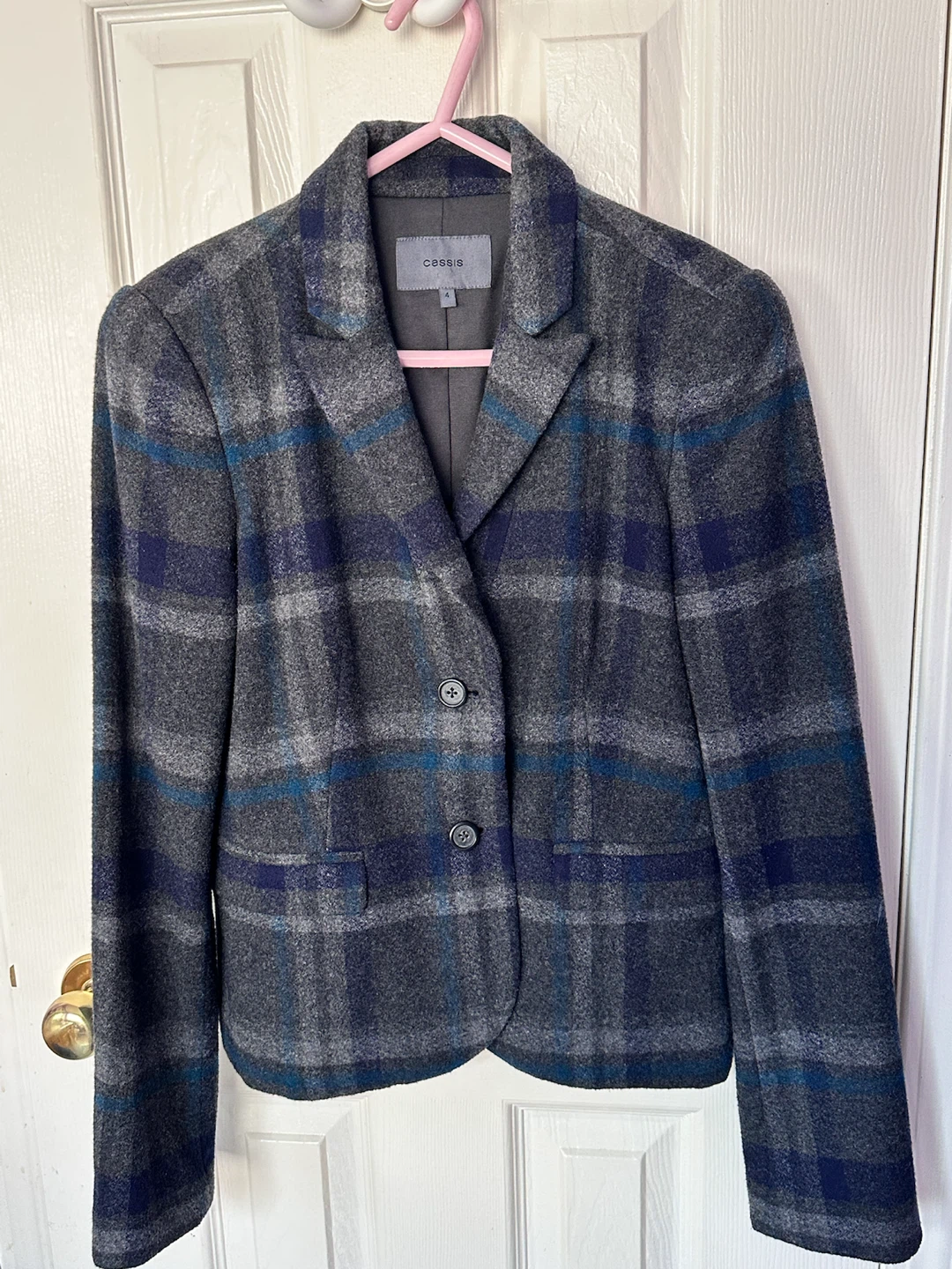 Cassis Plaid Wool Blend Blazer Size 4