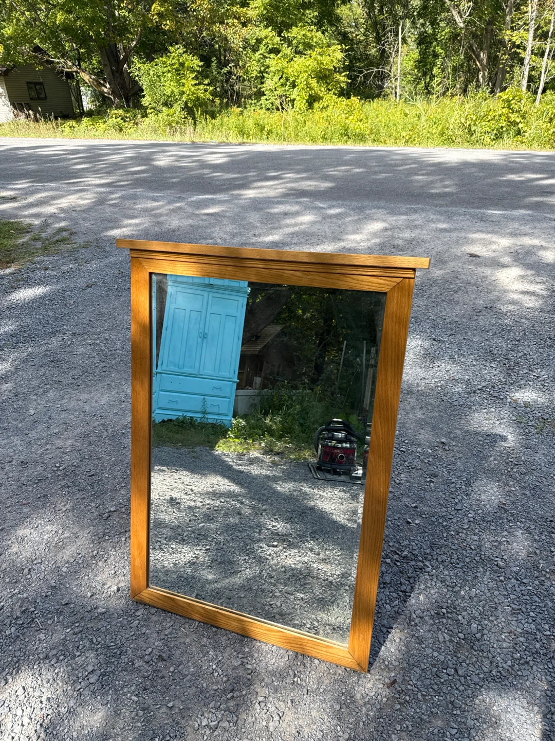 Oak framed wall mirror