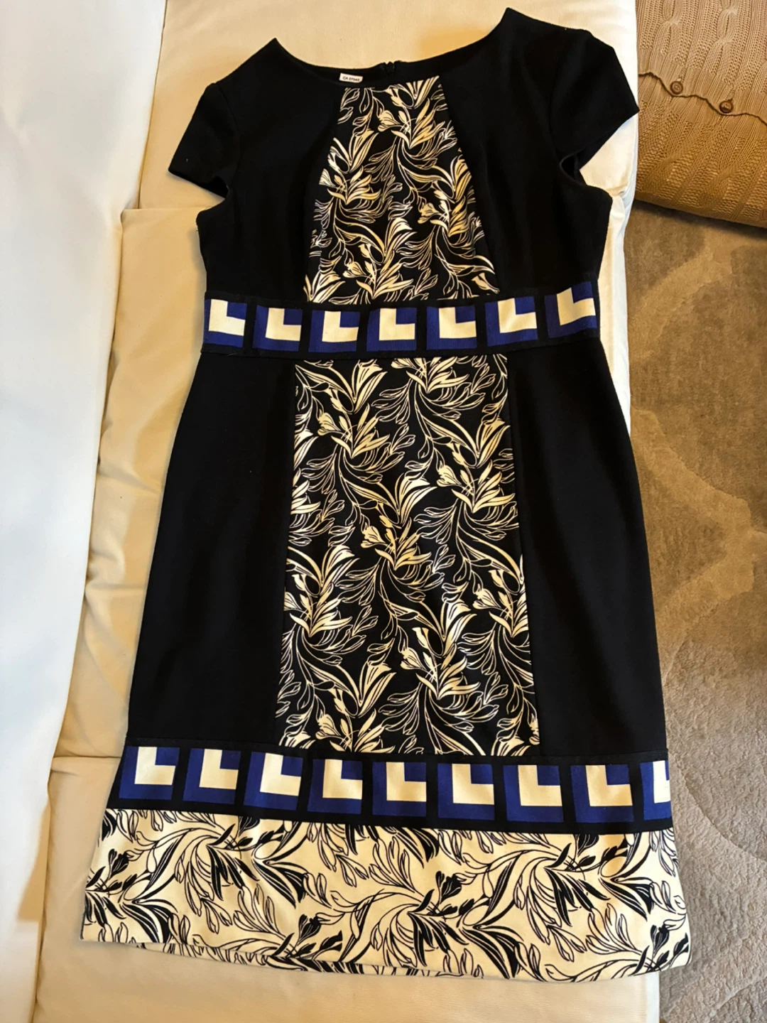 Donna Morgan Diva Size 12 Black Floral work Cocktail Dress