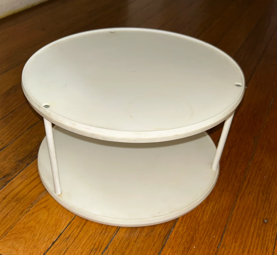 Two-Tier White Plastic Rotating Spice Rack 🏈