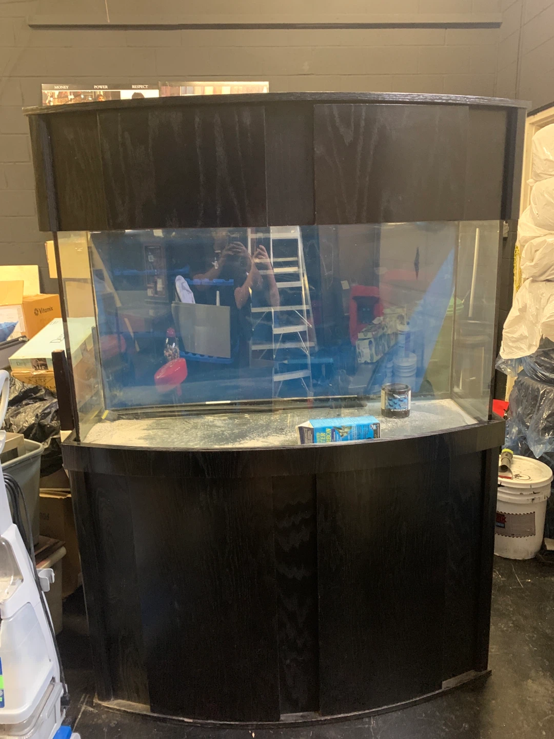 Black Bow Front Aquarium with Cabinet