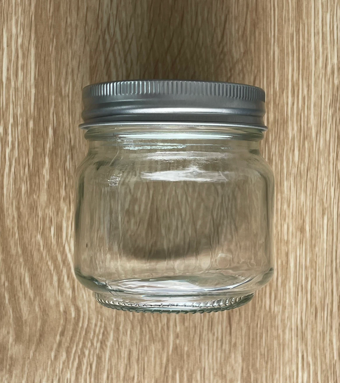 Clear Glass Jar with Silver Metal Lid