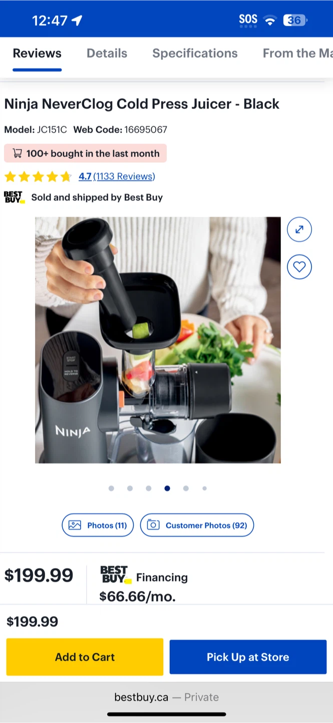 Brand New Ninja NeverClog Cold Press Juicer (JC151C) - photo 3