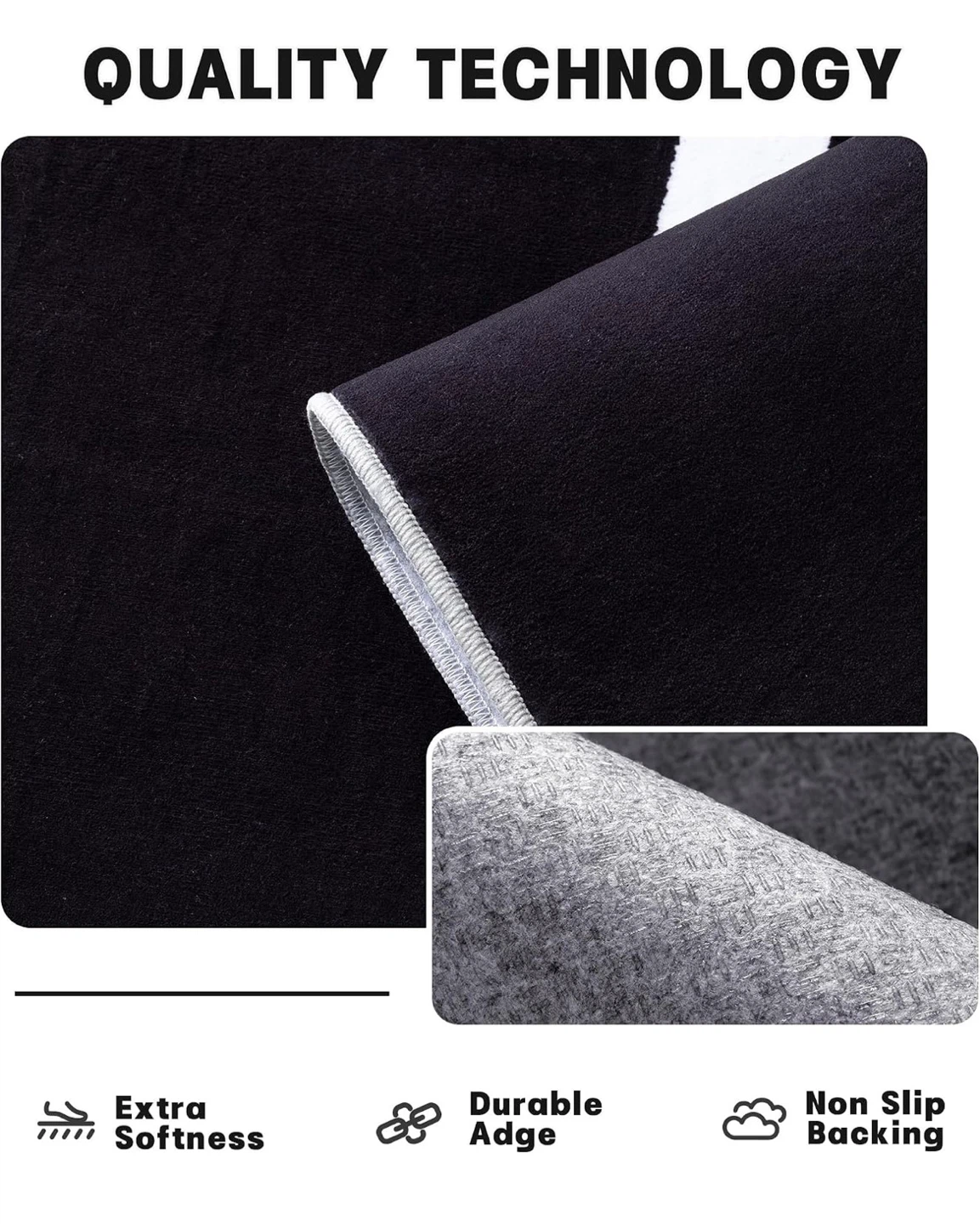 5x7 ft Black and White Abstract Area Rug - photo 3