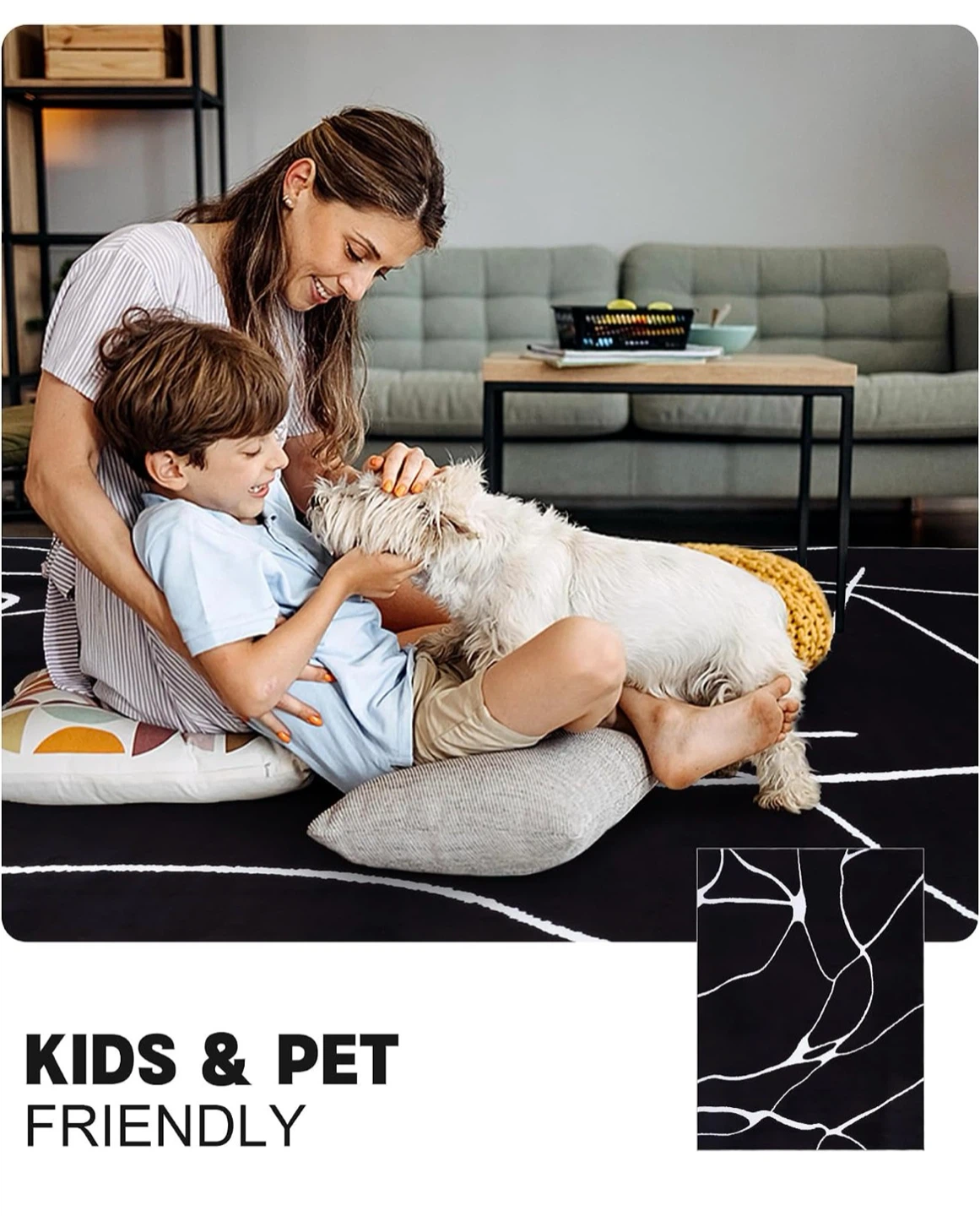 5x7 ft Black and White Abstract Area Rug - photo 5