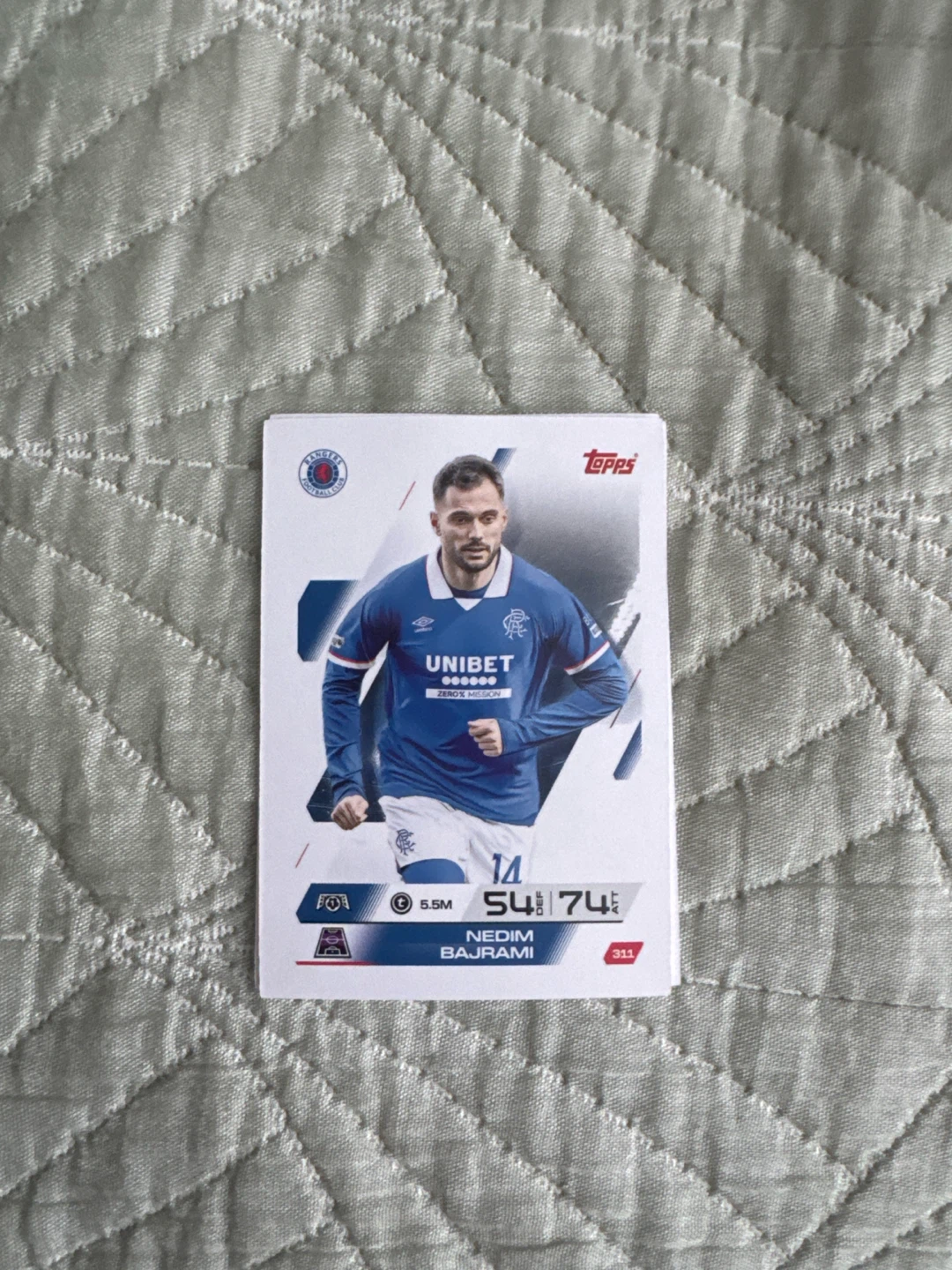 Topps Nedim Bajrami Rangers Football Card