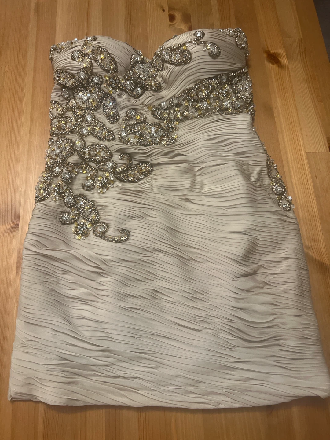 Baige Beaded Strapless Cocktail Dress