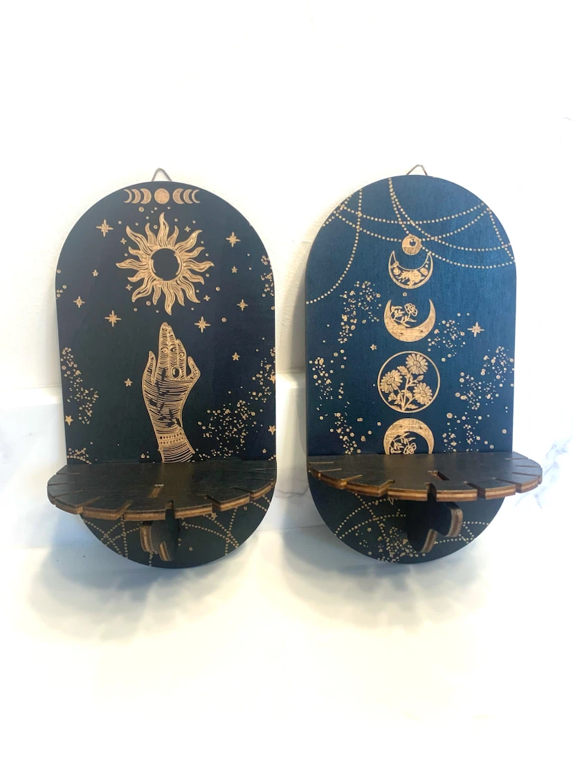 Celestial Design Wall Shelves - Set of 2
