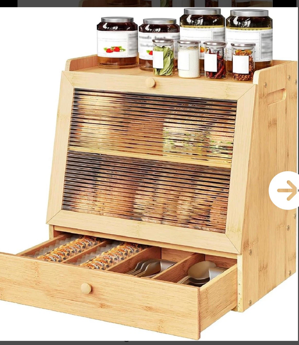 Bamboo Bread Box with Storage Drawer