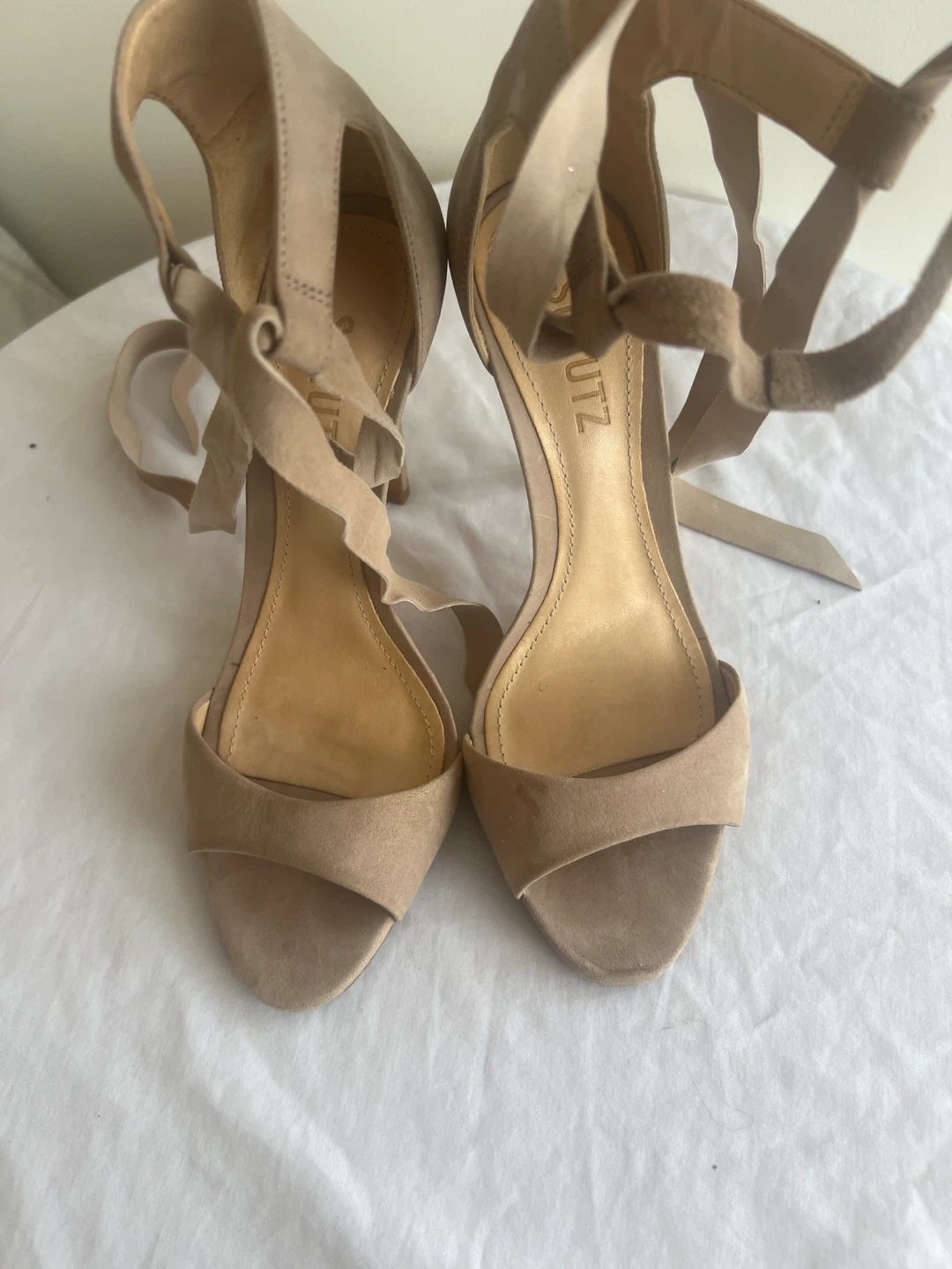Schutz Tan Suede Tie-Up Heels Size 7B