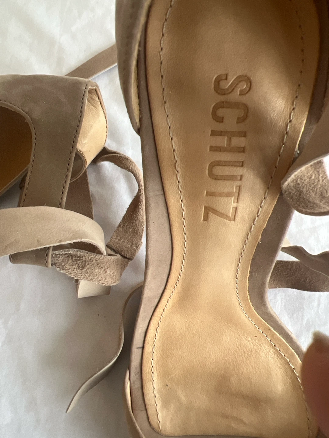 Schutz Tan Suede Tie-Up Heels Size 7B - photo 3