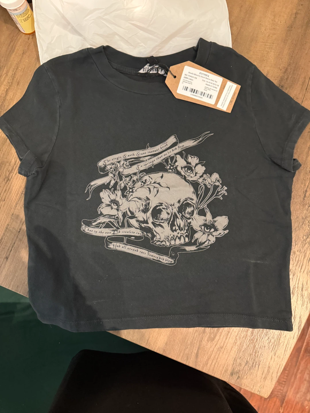 Disturbia Deadly Blossom Baby Tee Size 4 new with tags