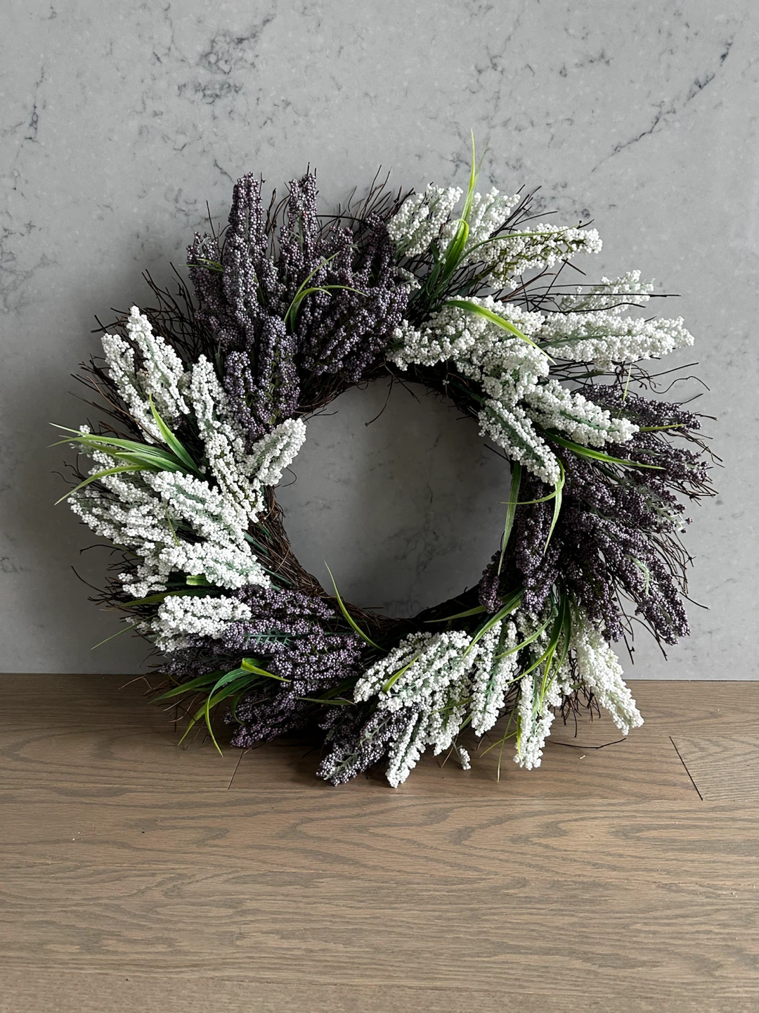Artificial Floral Wreath Purple and White