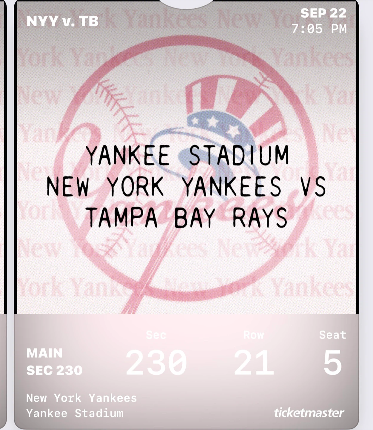 4 New York Yankees Tickets - Sept 22