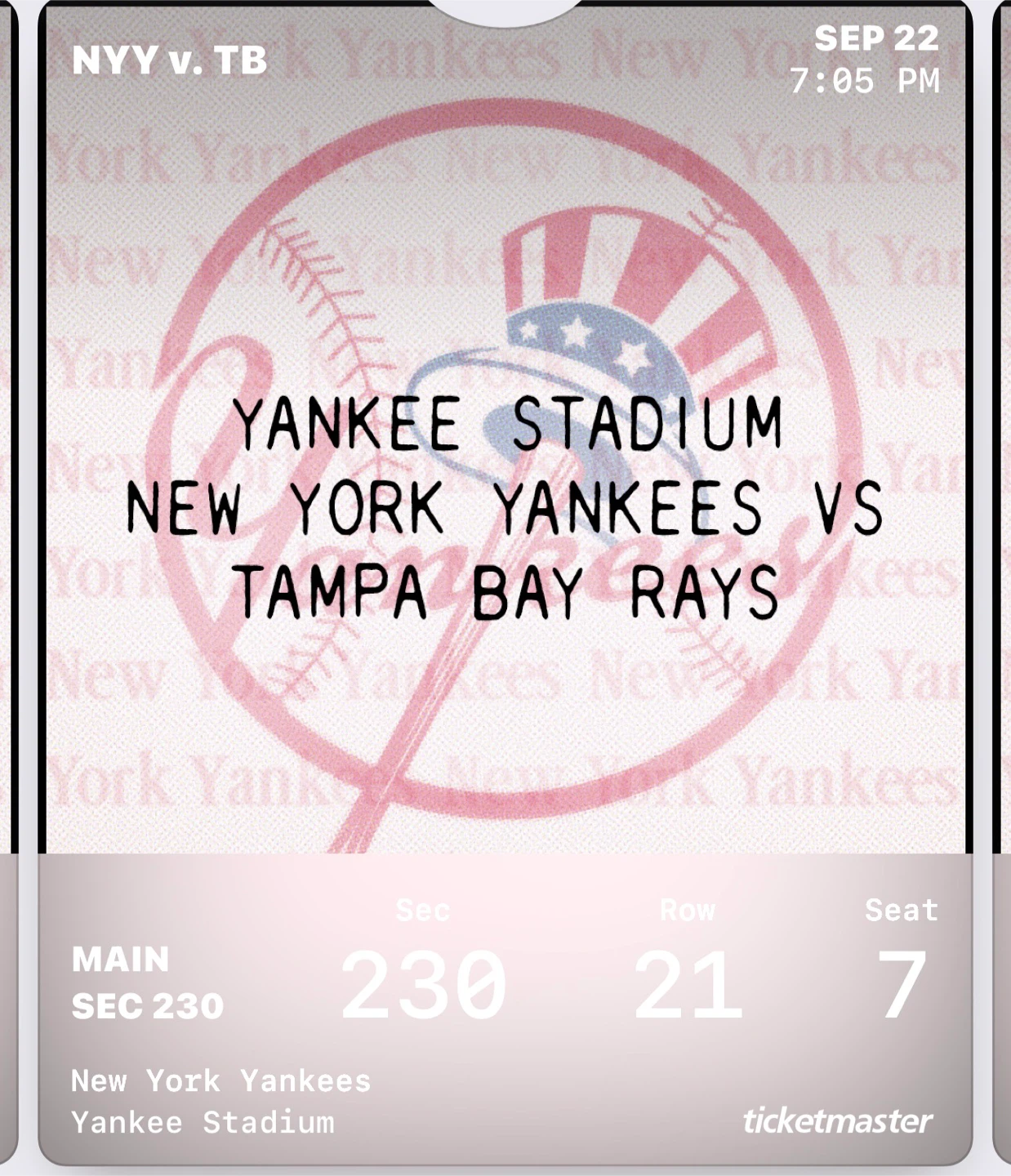 4 New York Yankees Tickets - Sept 22 - photo 3