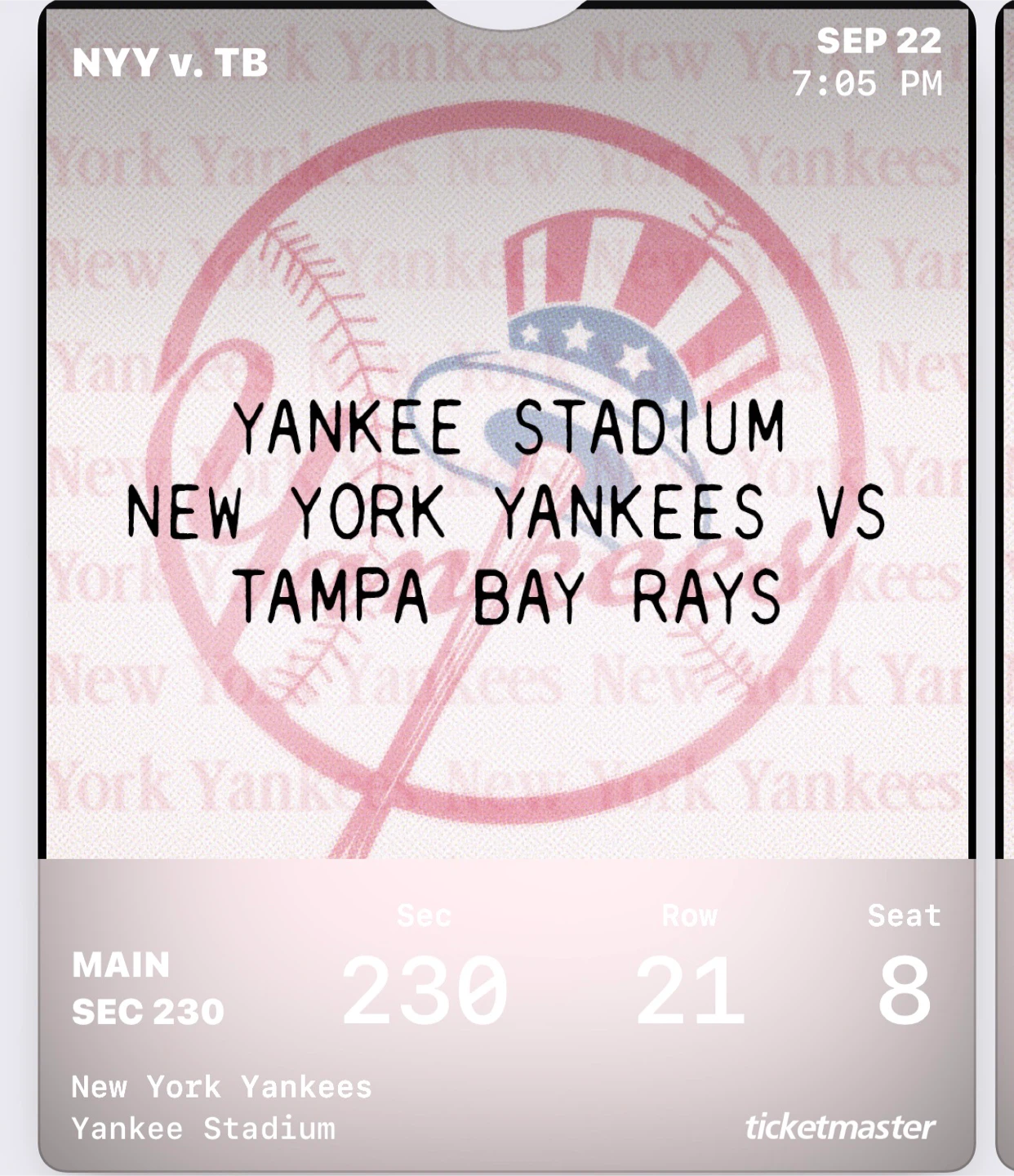 4 New York Yankees Tickets - Sept 22 - photo 4