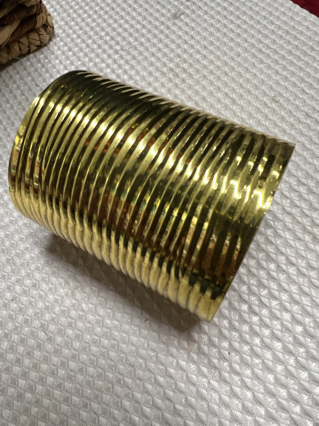 🏈 Gold-Tone Ribbed Wide Cuff Bracelet - photo 2