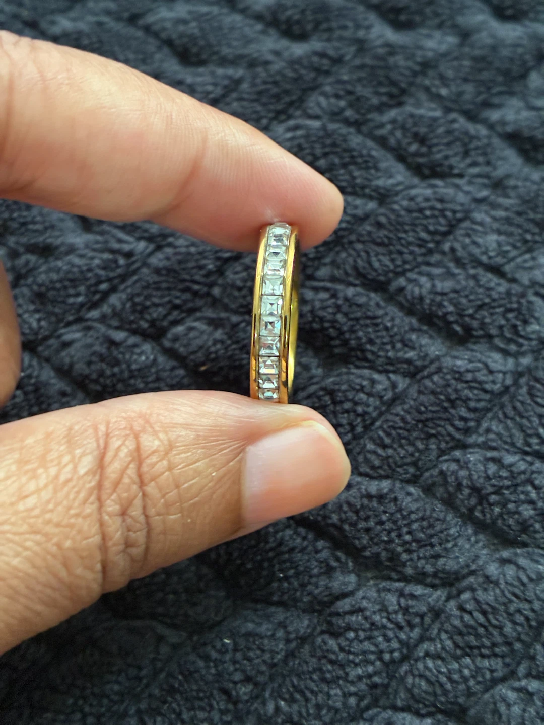 Gold-tone channel set stone band ring - photo 2