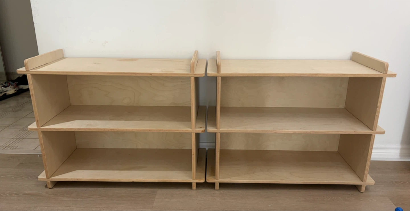 Two Wooden Kids Shelves