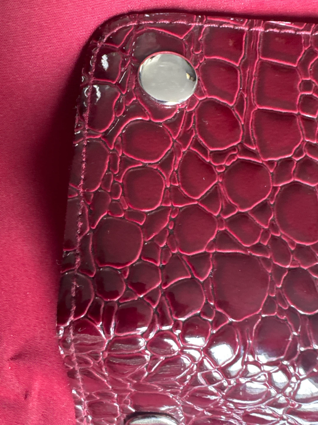 Red Nylon Tote Bag with Faux Croc Trim - photo 2