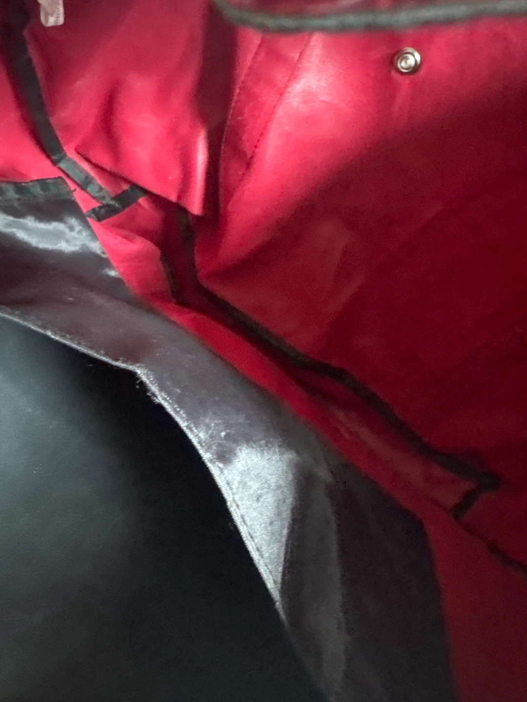 Red Nylon Tote Bag with Faux Croc Trim - photo 3