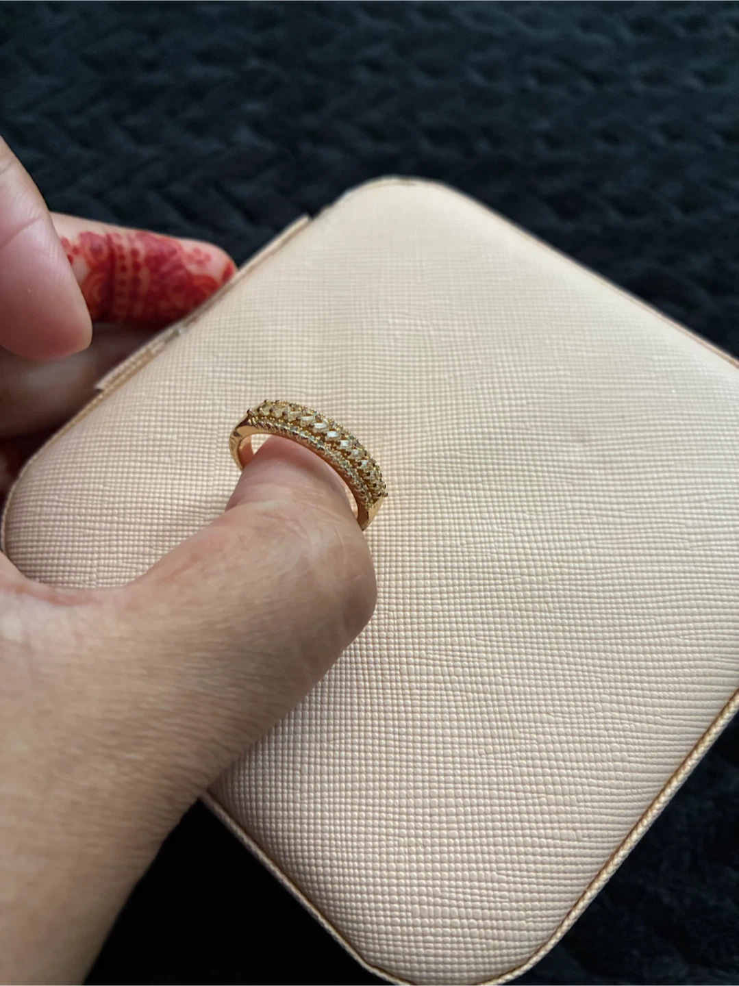 Gold-tone crystal band ring