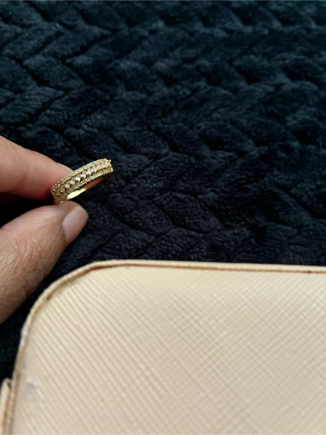 Gold-tone crystal band ring - photo 2