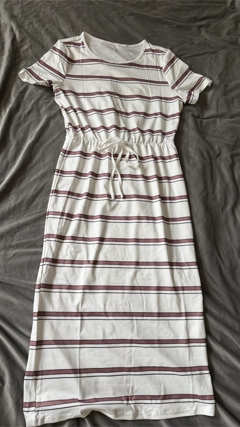 Striped Drawstring Maxi Dress
