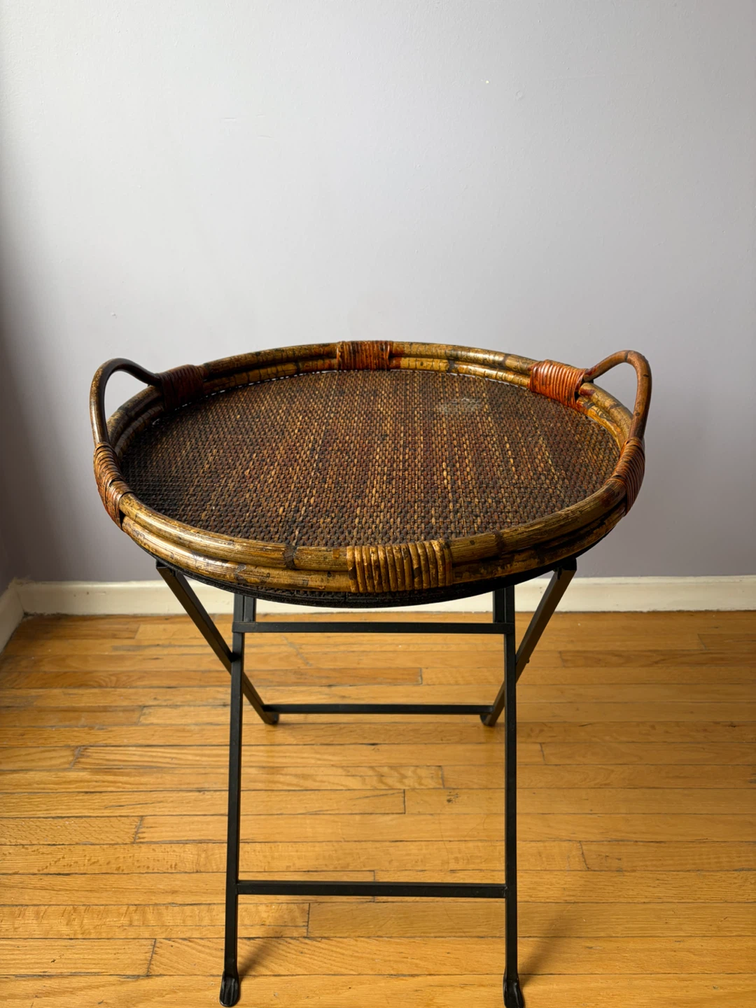 Folding Rattan Tray Table