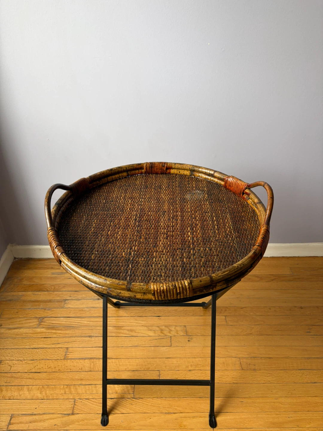 Folding Rattan Tray Table - photo 2