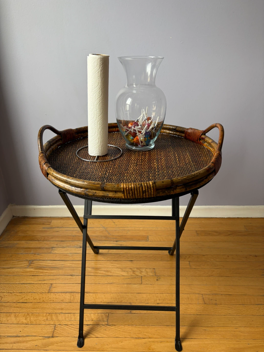Folding Rattan Tray Table - photo 3