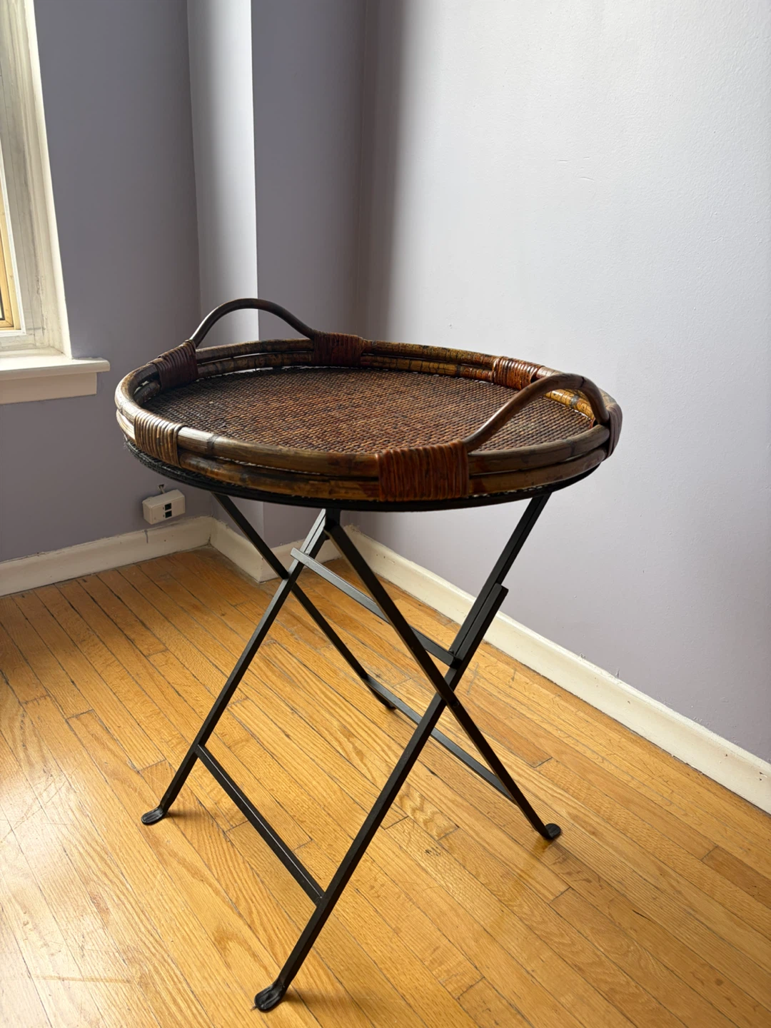 Folding Rattan Tray Table - photo 4
