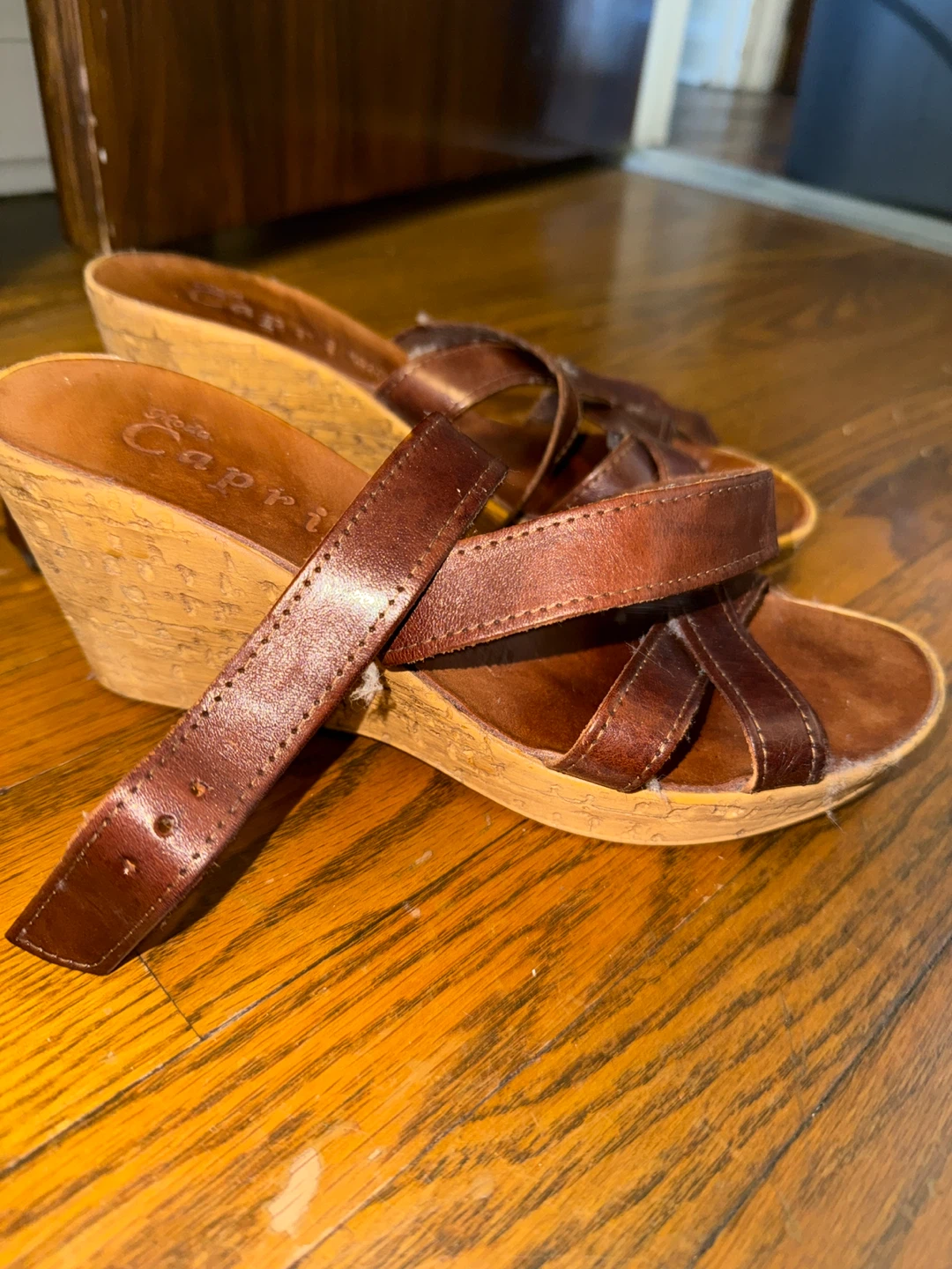 Moda Capri Brown Leather Wedge Sandals - photo 2