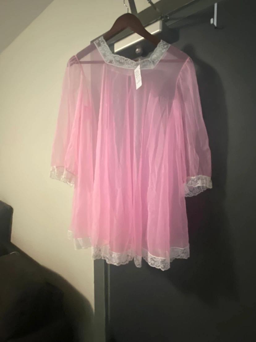 Vintage Pink Sheer Lace Negligee