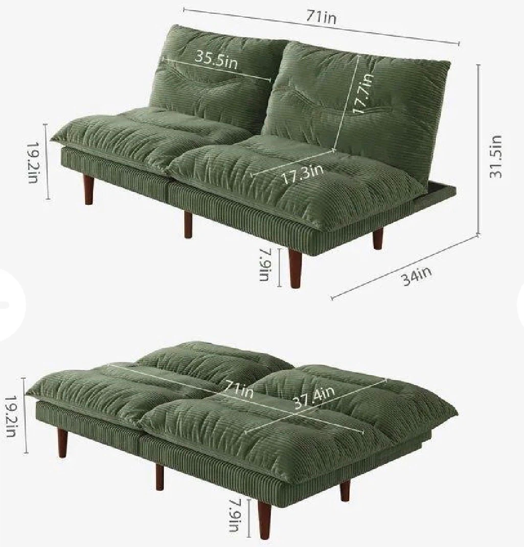 Green Corduroy Futon Sofa Bed