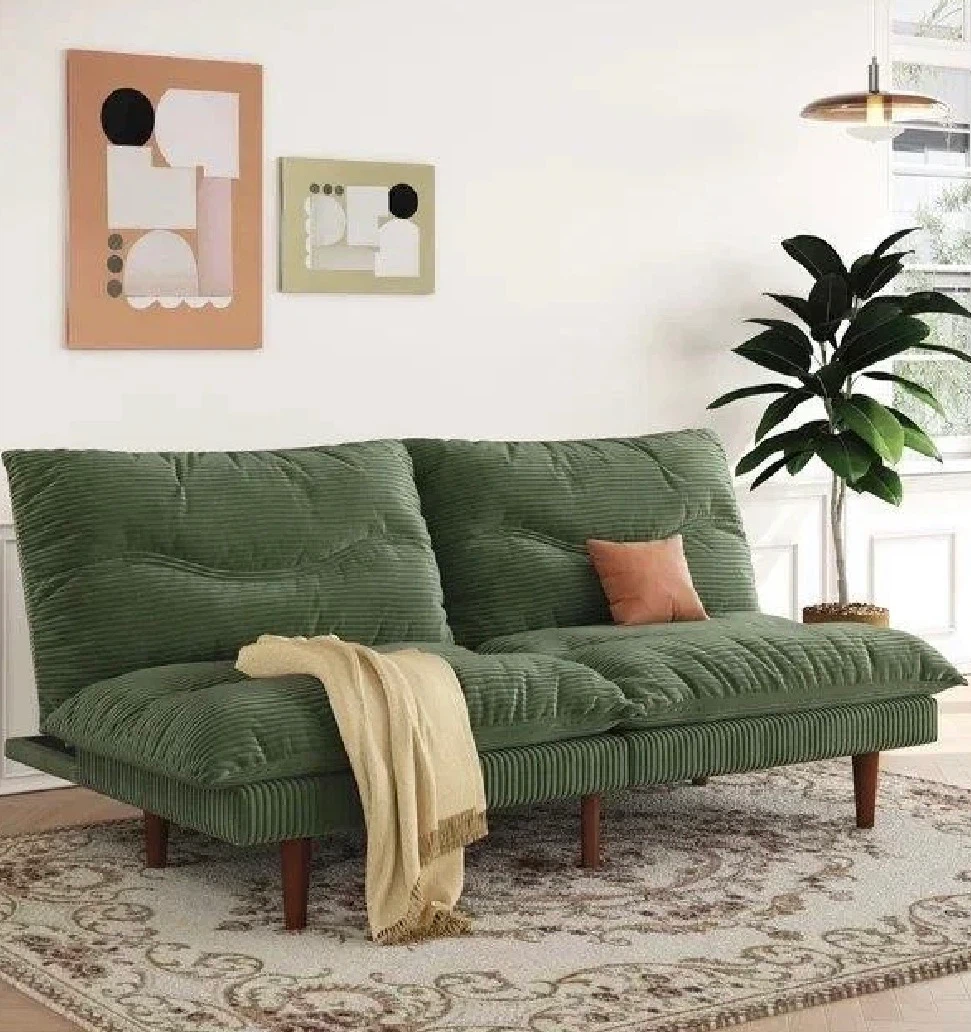 Green Corduroy Futon Sofa Bed - photo 2