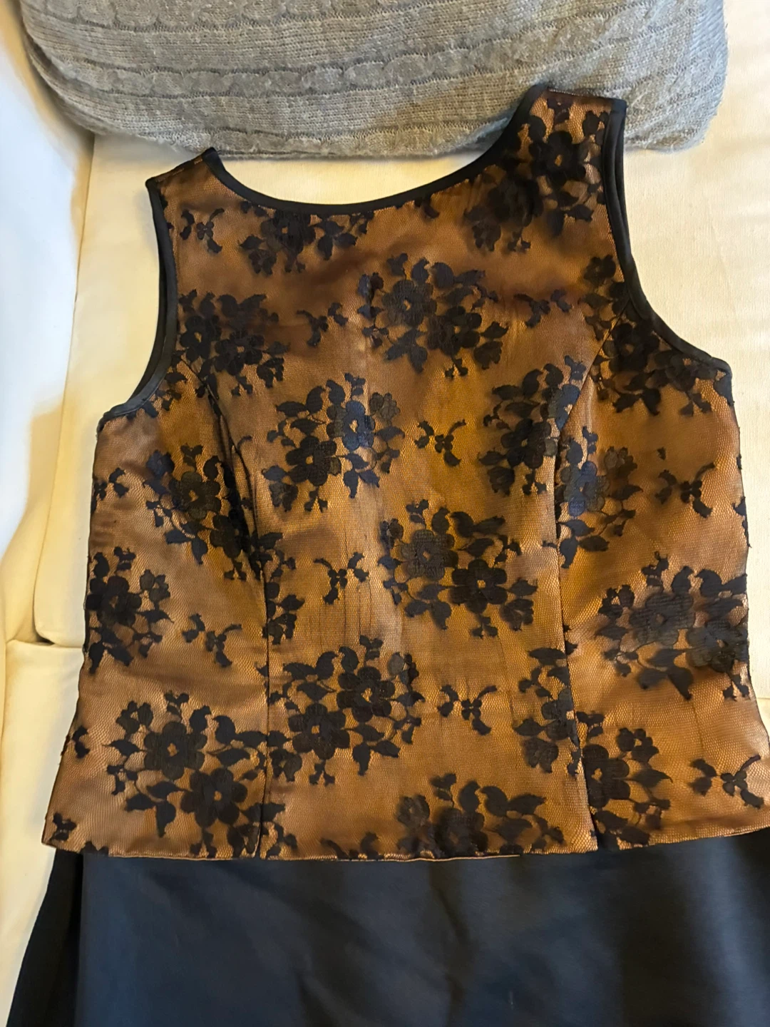 Dress gown sz 12  JS Boutique Made in Canada lace black gold