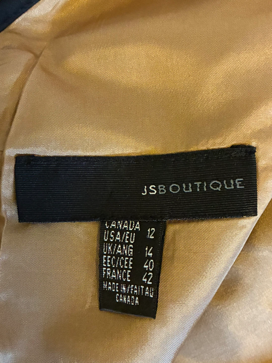 Dress gown sz 12  JS Boutique Made in Canada lace black gold - photo 4
