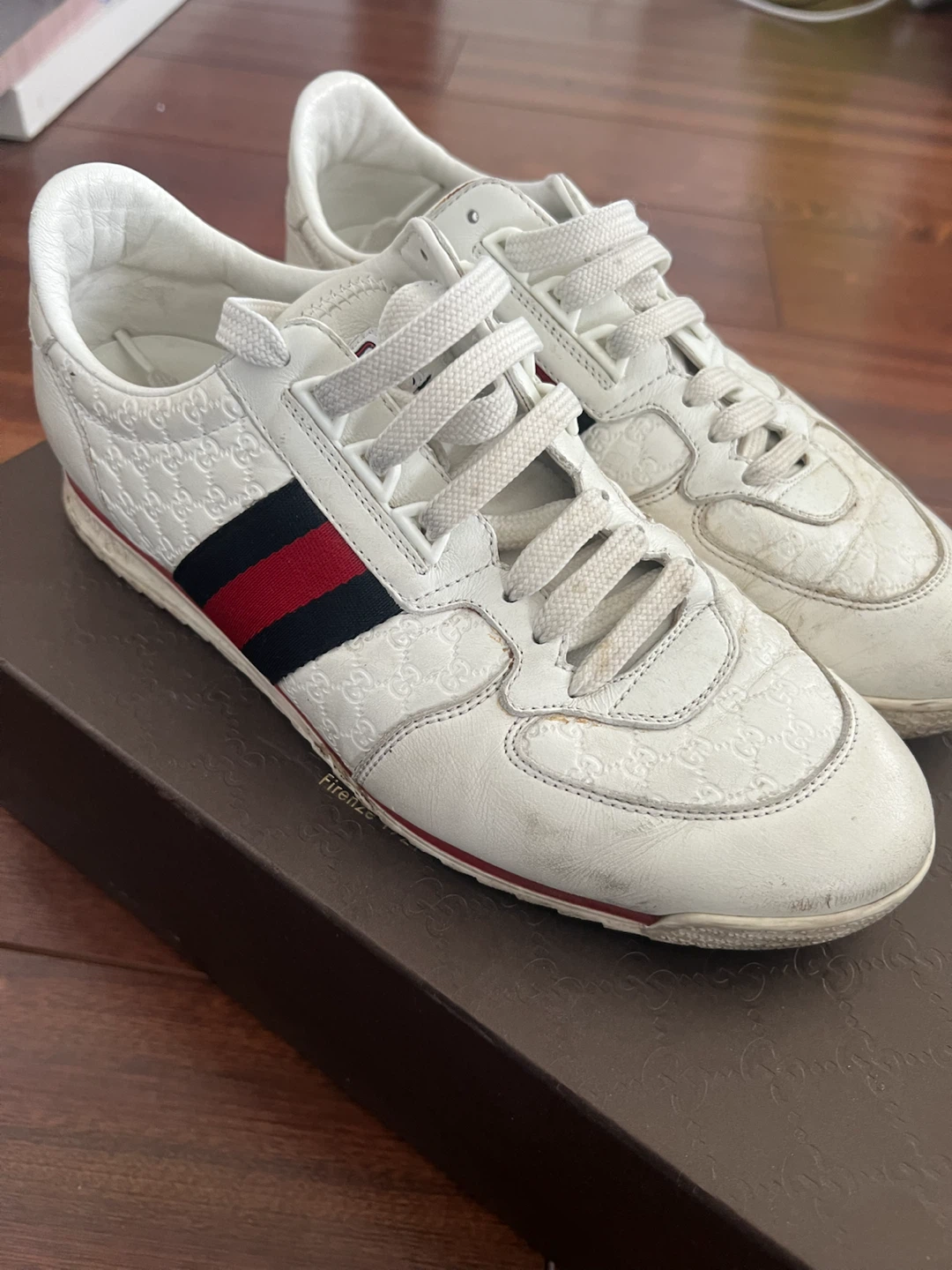 Mens Gucci White Leather Sneakers 8.5