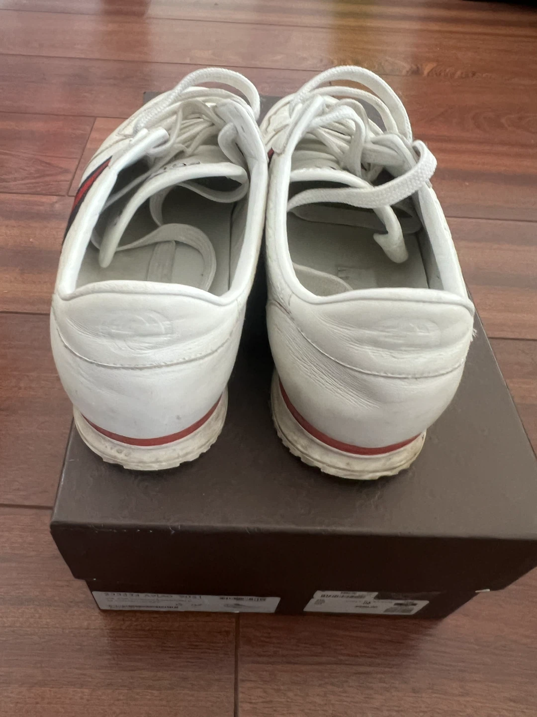 Mens Gucci White Leather Sneakers 8.5 - photo 4