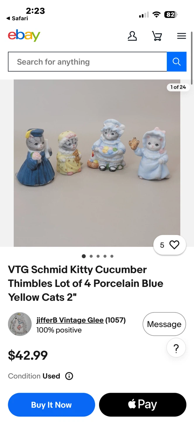 Set of 4 Schmid Kitty Cucumber Thimbles - photo 3