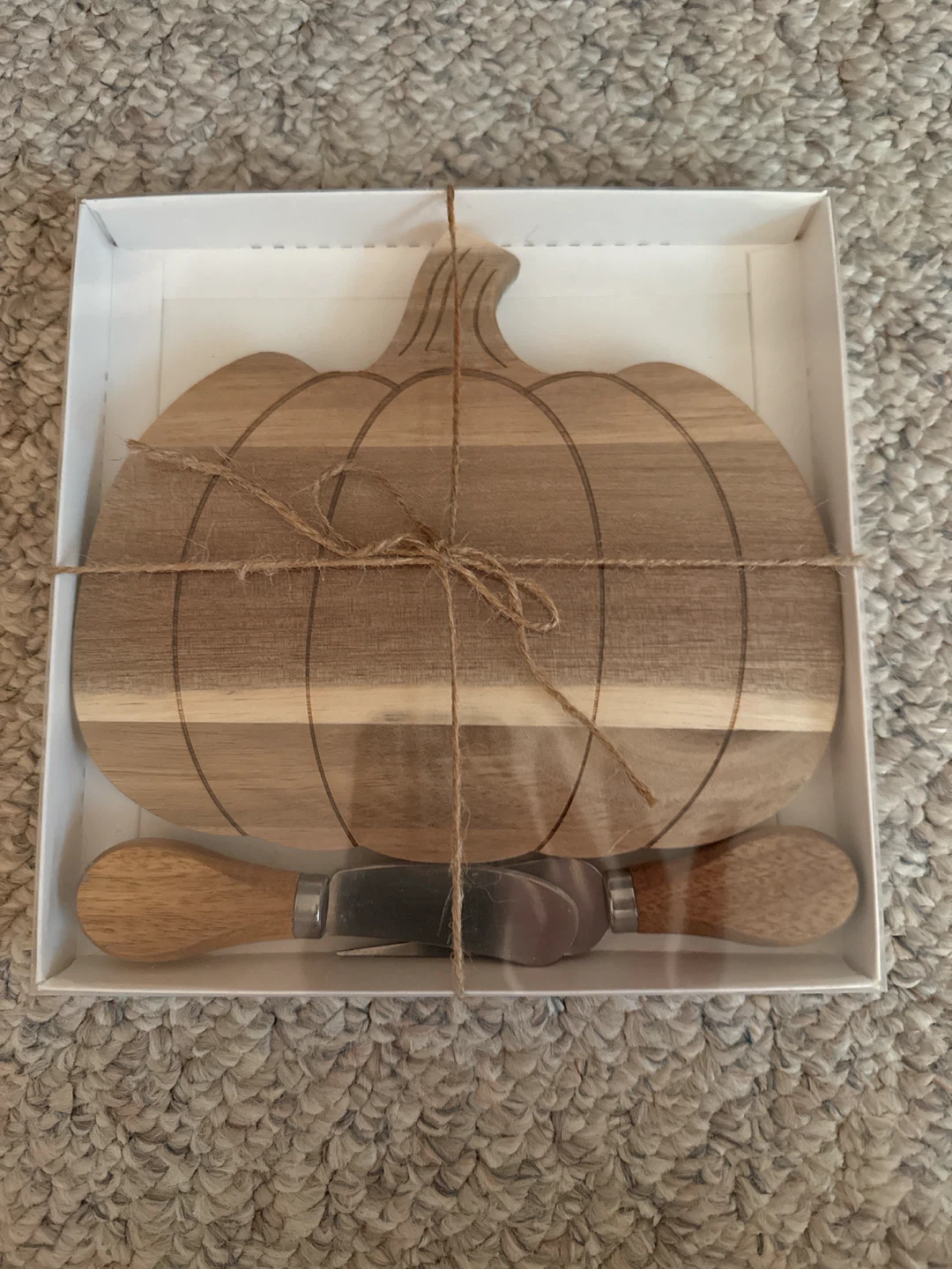 Pumpkin Shaped Wood Serving Board Set