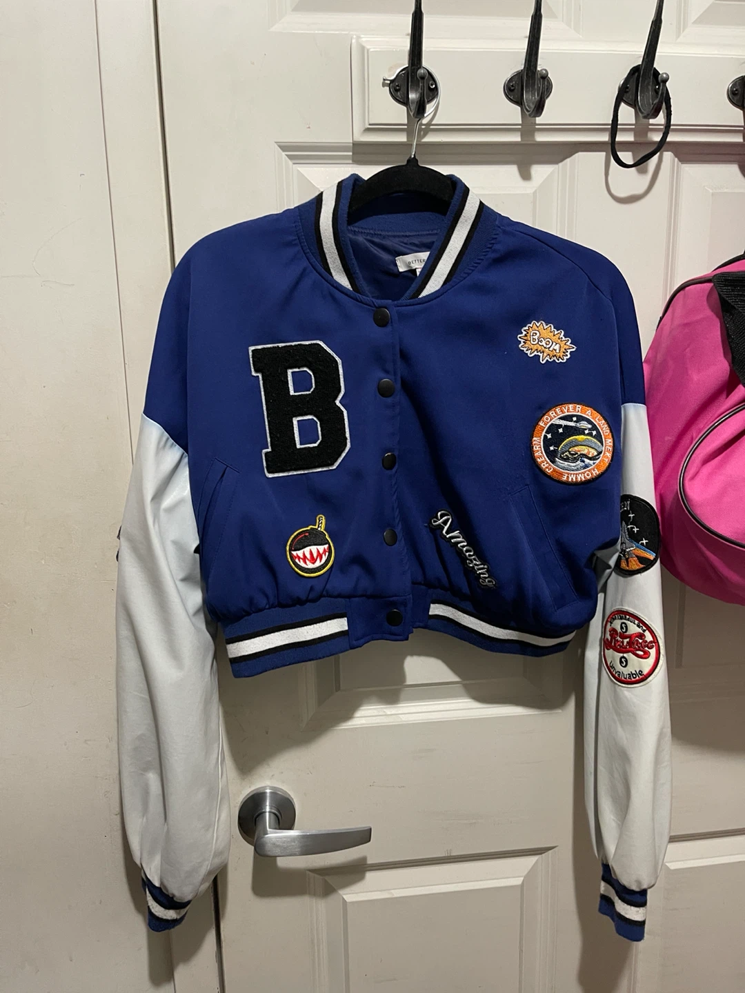 Blue Varsity Bomber Jacket