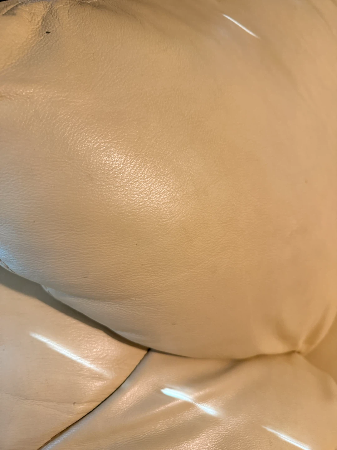 Cream Leather Loveseat - photo 4