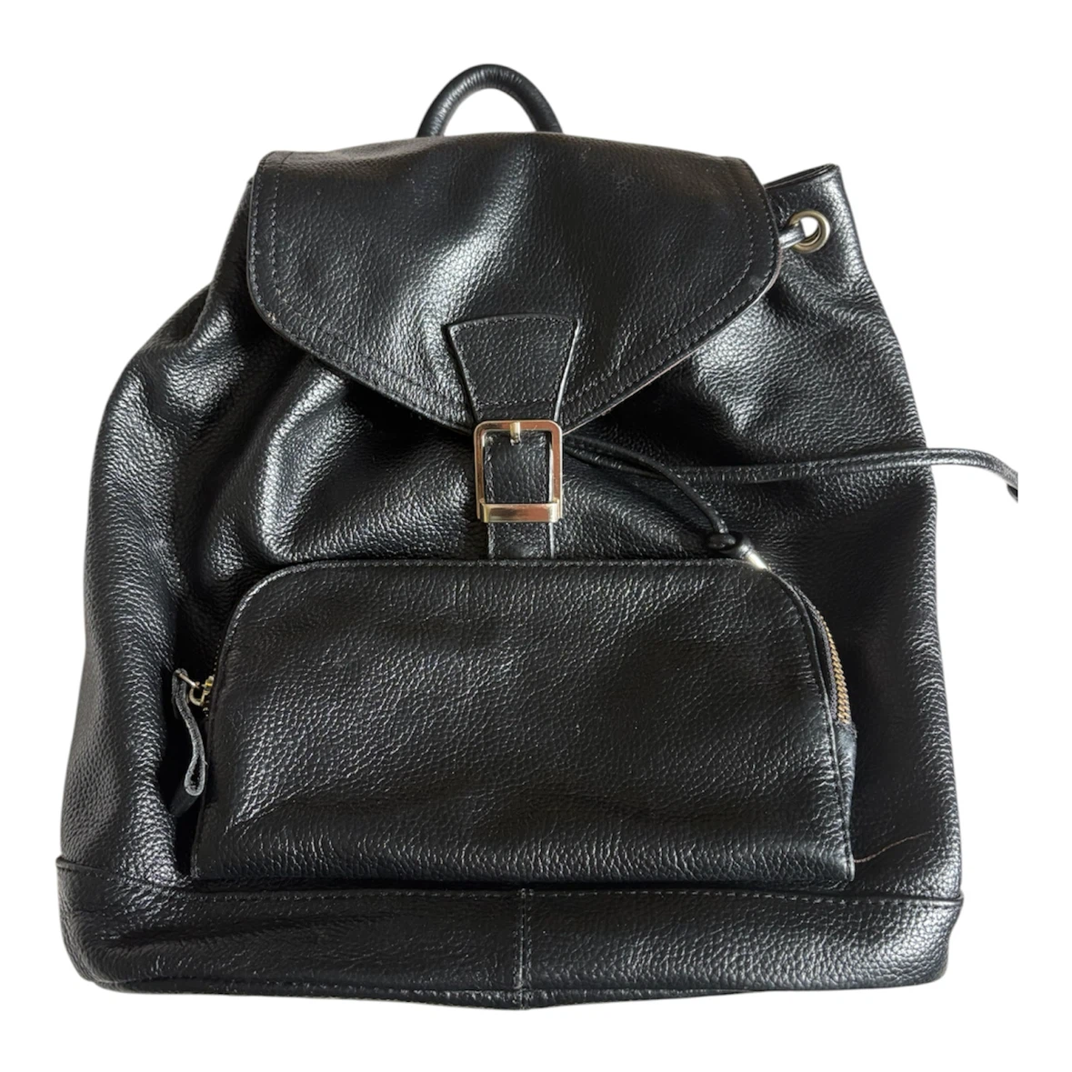 Black Leather Mini Backpack