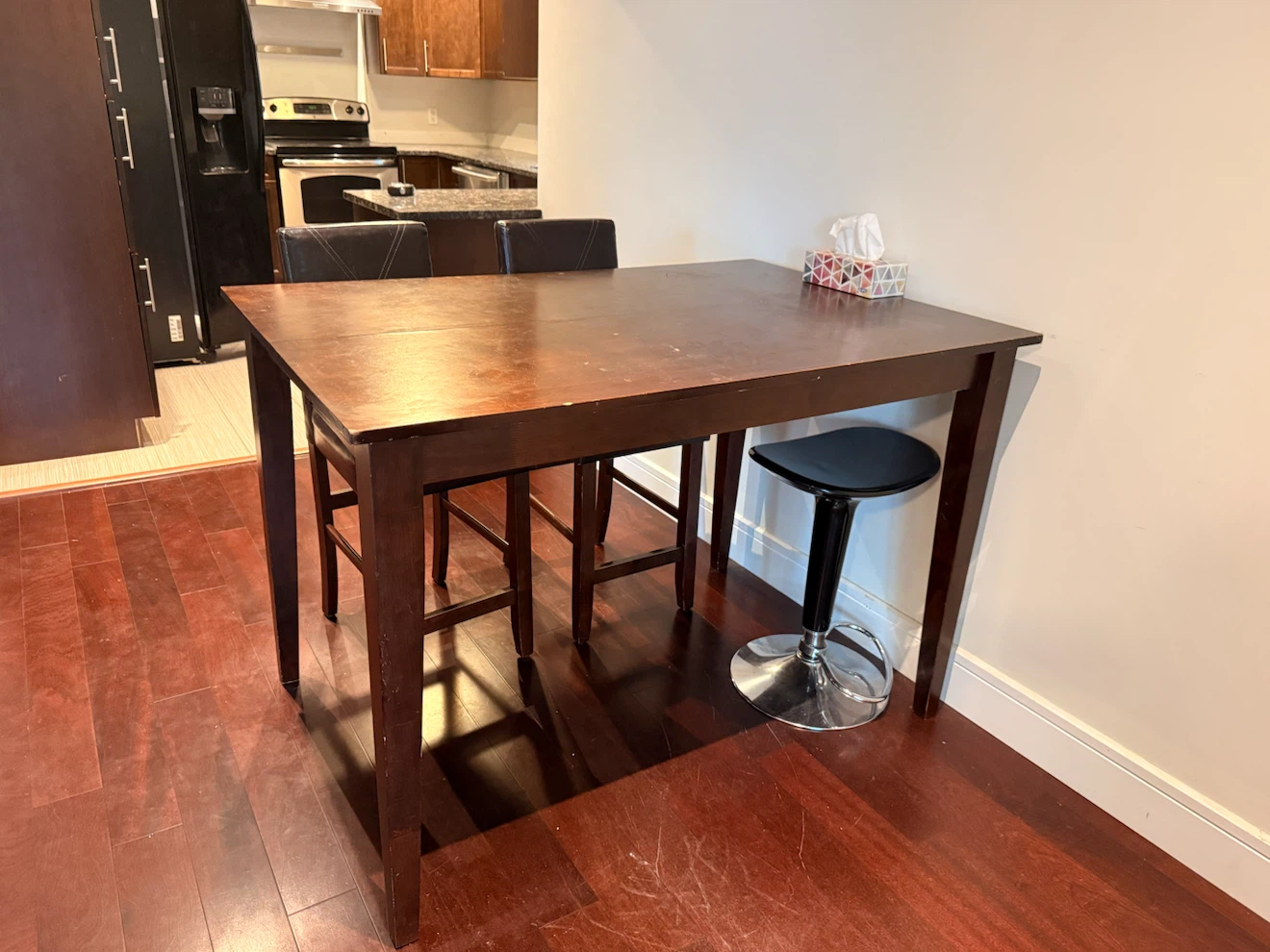 Dark Wood Bar Height Dining Set