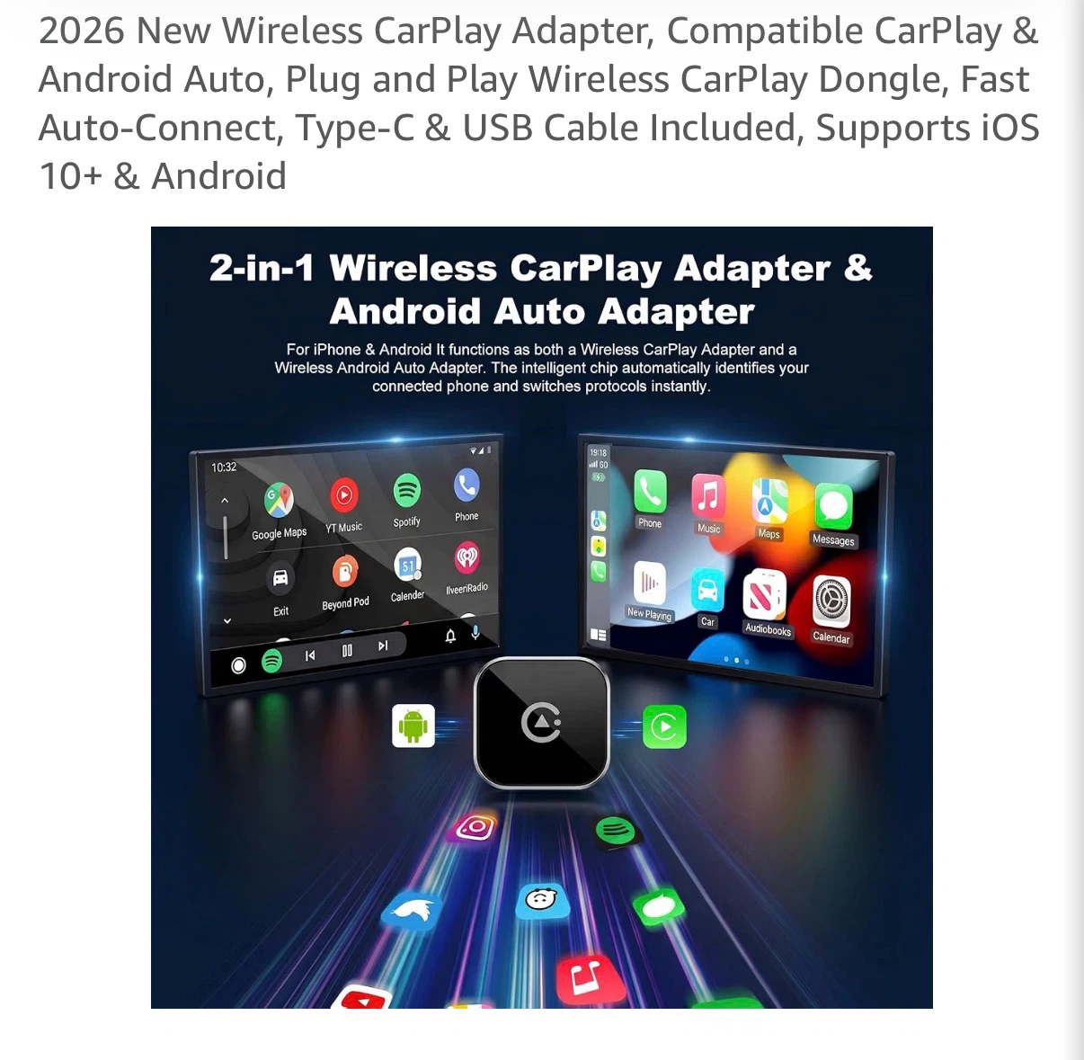 🏈 2026 new 2-in-1 Wireless CarPlay and Android Auto Adapter - photo 2
